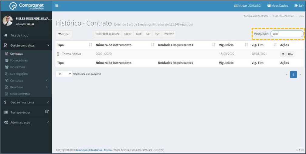 FIGURA 3 - Pesquisa de Históricos