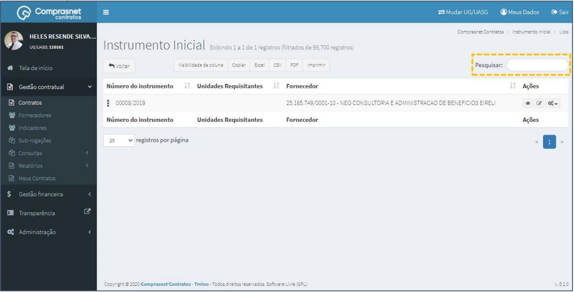 FIGURA 3 - Pesquisa de Instrumento